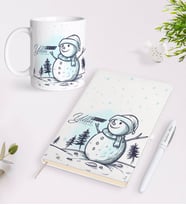 BK Gift Kişiye Özel Yılbaşı Mutlu Yıllar Beyaz Defter Kalem ve Kupa Seti-18 (Model 1)