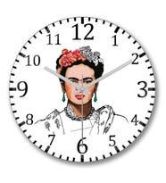 Frida Kahlo 8 Duvar Saati Bombeli Gercek Cam