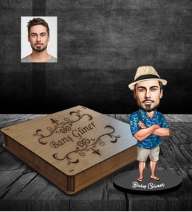 Kişiye Özel Erkek Karikatürlü Ahşap Biblo Kutulu Model-9