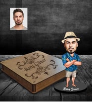Kişiye Özel Erkek Karikatürlü Ahşap Biblo Kutulu Model-9