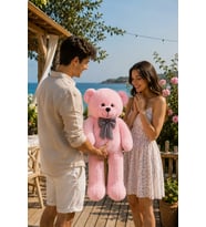 Özgüner 80 - 90 cm Rengarenk Papyonlu Ayıcık %100 yerli (Pembe)