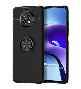 Microsonic Xiaomi Redmi Note 9T Kılıf Kickstand Ring Holder Siyah