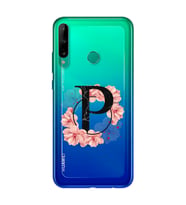 Pembe Çiçekli Harf Tasarım Süper Şeffaf Silikon Telefon Kılıfı Huawei P40 Lite E