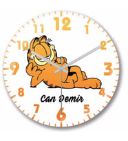İsme Ve Kişiye Özel Çocuk Odası Garfield Bombeli Duvar Saati