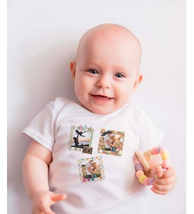 Pia Baby T2024-10 %100 Pamuk Hediyelik 3 Fotoğraflı Çıtçıtlı Bebek Body