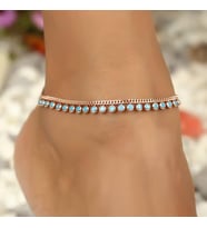 Gümüş Rose Bronz Renk  Turkuaz Taşlı Halhal