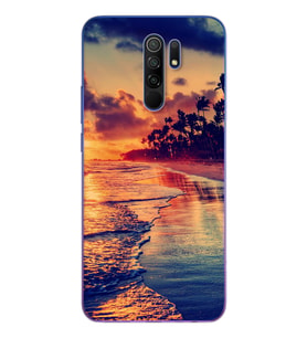 Sahil Tasarımlı Süper Şeffaf Silikon Telefon Kılıfı Xiomai Redmi 9