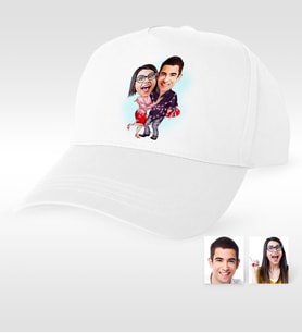 BK Gift Kişiye Özel Sevgililer Karikatür Beyaz Şapka  2