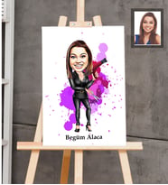 Kişiye Özel Kuaför Bayan Karikatürlü Ahşap Tablo 30x47  Mod-4
