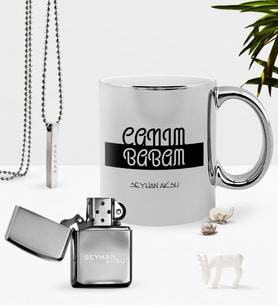 BK Gift Kişiye Özel Canım Babam Krom Kupa Benzinli Çakmak Kolye Seti-4 (Model 1)