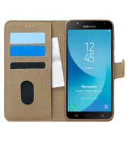 Microsonic Samsung Galaxy J7 Core Kılıf Fabric Book Wallet Gold