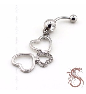 SALLANTILI KALPLER ÇELİK GÖBEK PİERCİNG P295