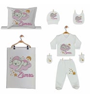 Pia Baby GL 2003 İsme Özel Ayıcıklı Yastık Battaniye Zıbın Set
