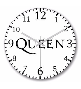 Queen  Logo Duvar Saati Bombeli Gercek Cam
