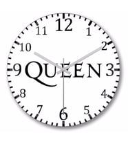 Queen  Logo Duvar Saati Bombeli Gercek Cam