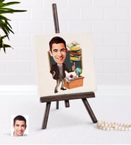 BK Gift Kişiye Özel Erkek Öğretmen Karikatürlü Şovaleli Doğal Taş-2 (Beyaz)