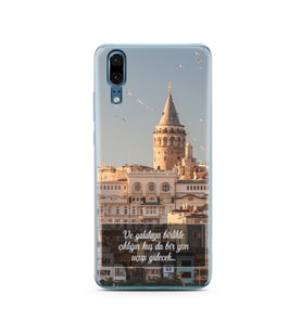 Galata Tasarımlı Süper Şeffaf Silikon Telefon Kılıfı Huawei P20   