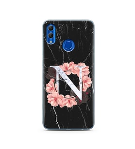 Mermer Çiçekli Harf Tasarım Süper Şeffaf Silikon Telefon Kılıfı Huawei Honor 10 