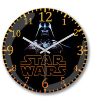 Star Wars Darth Wader Sessiz Duvar Saati Bombeli Gercek Cam---Ücr