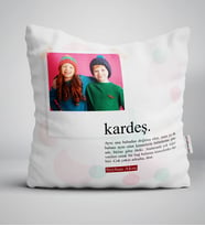 BK Gift Kişiye Özel Fotoğraflı Kardeş Anlamı Yastık (Beyaz)