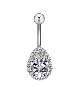 Chavin Beyaz Damla Taşlı Çelik Göbek Piercing dt59by