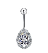 Chavin Beyaz Damla Taşlı Çelik Göbek Piercing dt59by