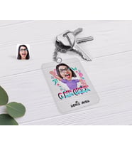 BK Gift Kişiye Özel O Bir Çiçek Karikatürlü Şeffaf Pleksi Anahtarlık-3 (Beyaz)