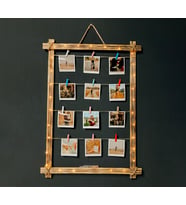 Kişiye Özel 12 Fotoğraflı İpli Ahşap Fotoğraf Çerçevesi 3-5 Mt Peri Led Işıklı