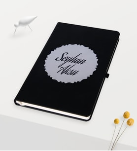 BK Gift Kişiye Özel Kabartma Plakalı Siyah Defter