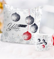 BK Gift Kişiye Özel Yılbaşı Mutlu Yıllar Temalı Yastık Kupa Seti - 13