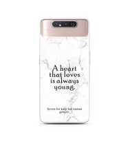 Samsung A80 Beyaz Mermer Söz Tasarımlı Telefon Kılıfı