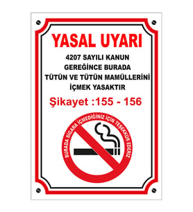 MIGNATIS - Yasal Uyarı Burada Tütün Ve Tütün Mamüllerini İçmek Yasaktır Levhası - Sac Malzeme 25x35cm