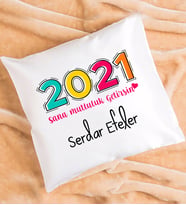 Sana Mutluluk Getirsin 2021 Yılbaşı Hediyesi Yastık