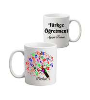 Öğretmenler Günü Hediyesi - Türkçe Öğretmeni İsimli Kupa Bardak