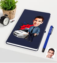 BK Gift Kişiye Özel Bay Trafik Polisi Karikatürlü Lacivert Defter Kalem Seti - 2