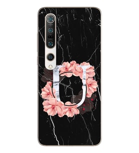 Mermer Çiçekli Harf Tasarım Süper Şeffaf Silikon Telefon Kılıfı Xiomai Mi10- Mi 
