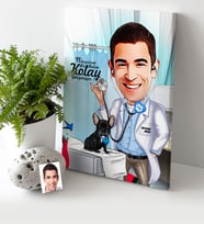 BK Gift Kişiye Özel Bay Veteriner Hekim Karikatür Kanvas Tablo 30x50cm 1