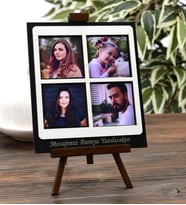Kişiye Özel 4 Fotoğraflı Beyaz Ahşap Çerçeveli Şövale