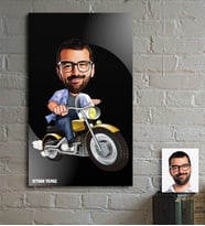 BK Gift Kişiye Özel Bay Motorcu Karikatür Ahşap Tablo - 1