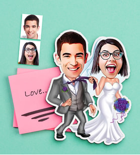 BK Gift Kişiye Özel Evleniyoruz Karikatürlü Ahşap Magnet-6 (Çok Renkli)