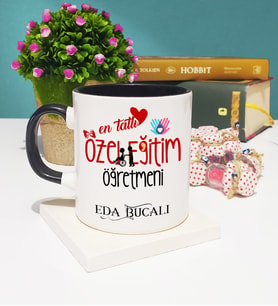 Mesajlı Özel Eğitim Öğretmeni Kupa Bardak Siyah