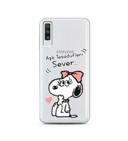 Snoopy Tasarımlı Süper Şeffaf Silikon Telefon Kılıfı Samsung A70
