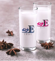 BK Gift Kişiye Özel Renkli Baskılı Harfli İkili Rakı Bardağı Seti-2 (Beyaz)