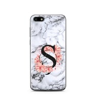 Mermer Çiçekli Harf Tasarım Süper Şeffaf Silikon Telefon Kılıfı Huawei Y5 2018 Ş