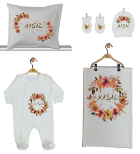 Pia Baby GL 1929-02 İsme Özel Beşli Tulum Set