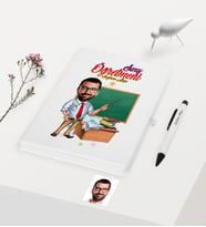 BK Gift Kişiye Özel Bay Öğretmen Temalı Karikatürlü Beyaz Defter Kalem Hediye Seti - 1