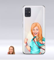 BK Gift Kişiye Özel Kadın Karikatürlü Samsung Galaxy A51 İnce Şeffaf Silikon Telefon Kapağı-52 (Beyaz)