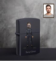 Kişiye Özel Dalgıç Karikatürlü UV Baskılı Siyah Benzinli Çakmak Bay-1