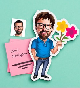 BK Gift Kişiye Özel Bay Karikatürlü Ahşap Magnet-1 (Çok Renkli)