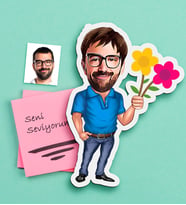 BK Gift Kişiye Özel Bay Karikatürlü Ahşap Magnet-1 (Çok Renkli)